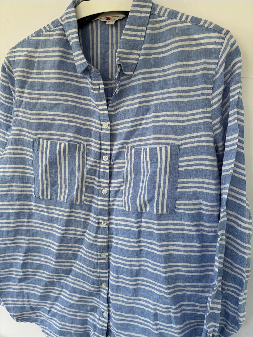 Boden Women’s Blue and White Striped Casual Linen Shirt Size 12 - Picture 14 of 14